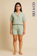 Pyjama Set – shorts - sage green