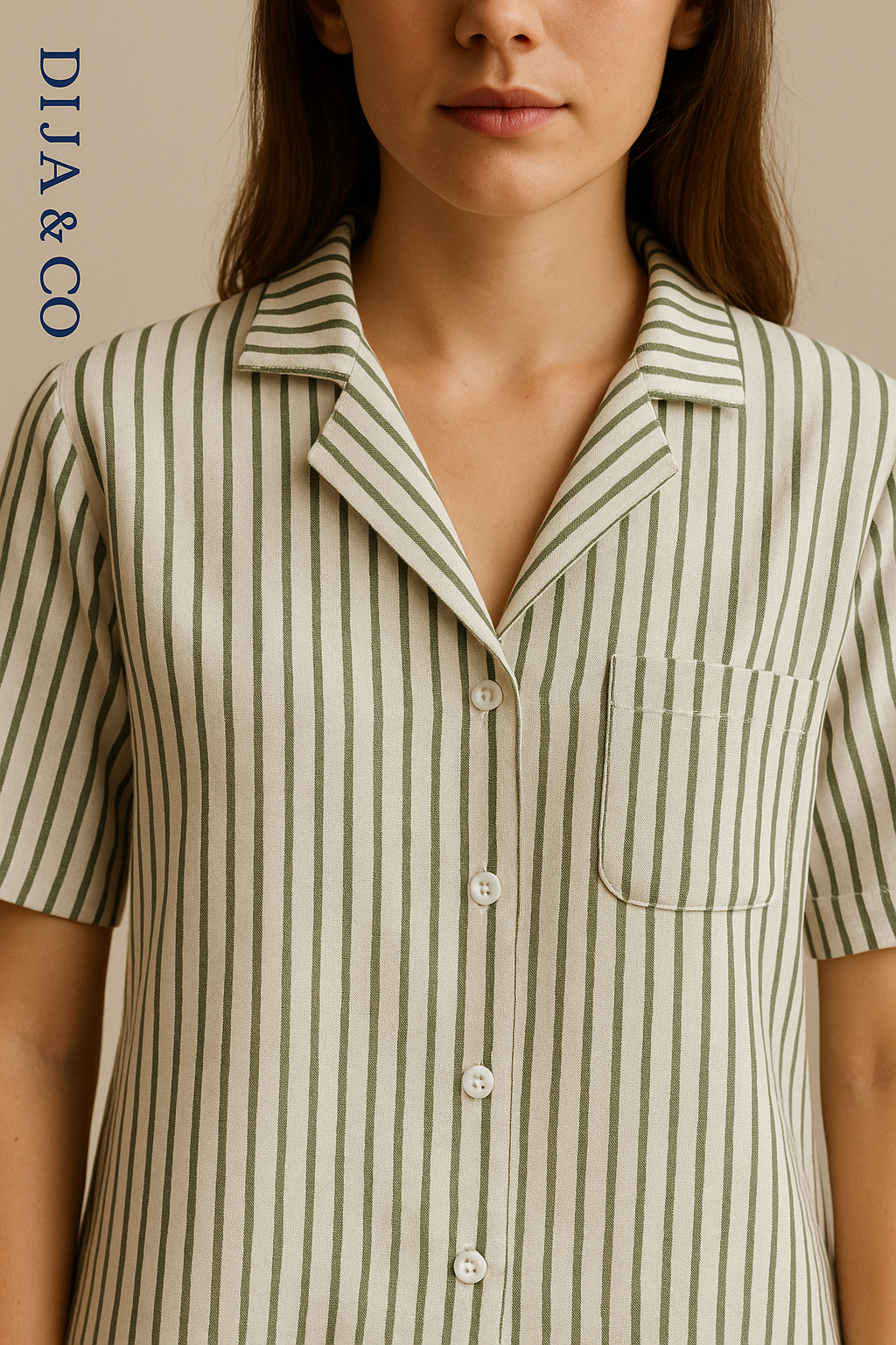 Pyjama Set – shorts - olive green