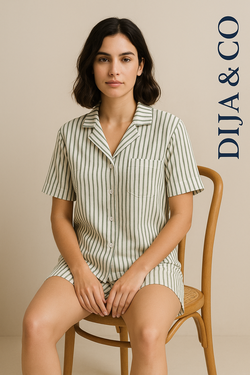 Pyjama Set – shorts - olive green