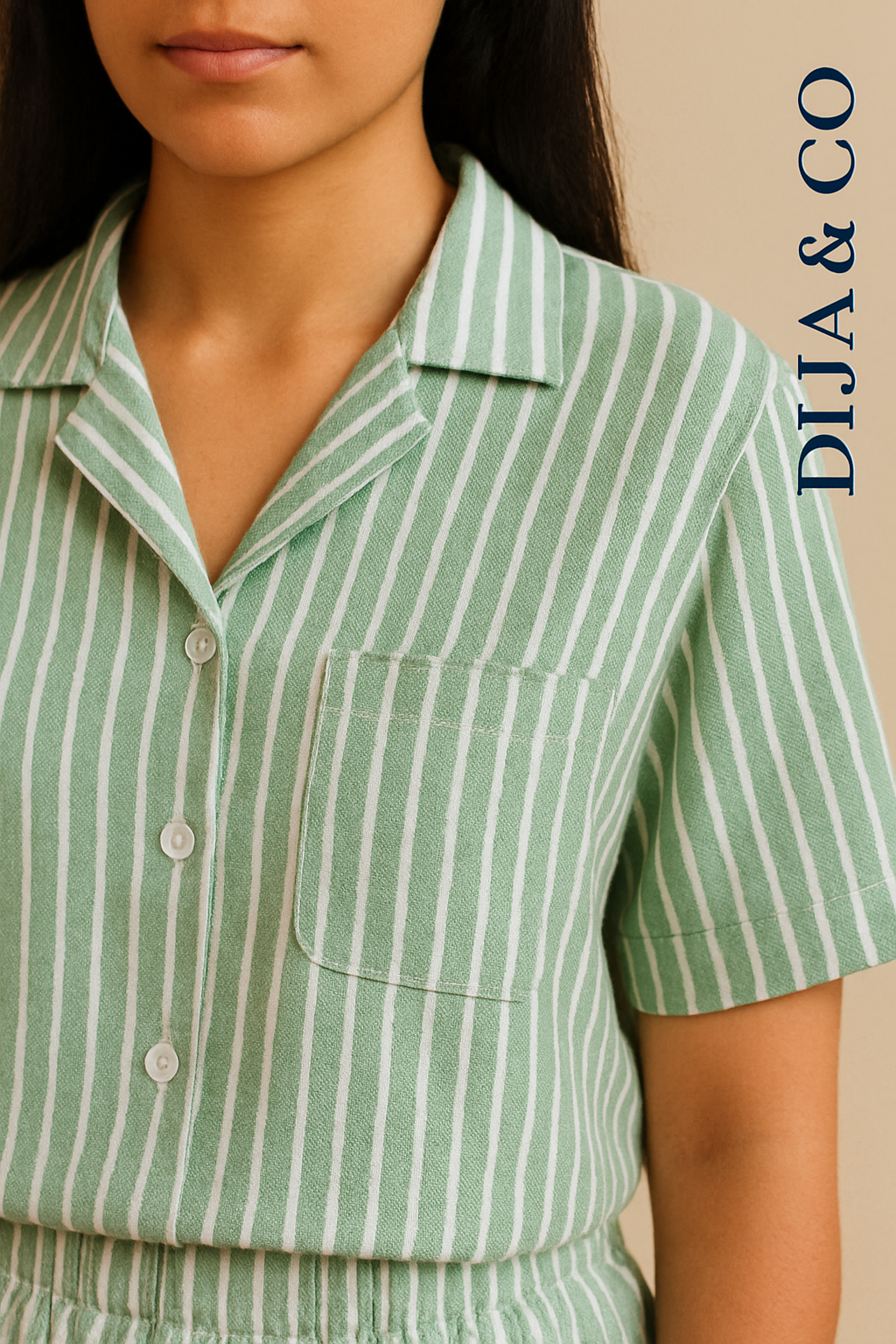 Pyjama Set – shorts - sage green