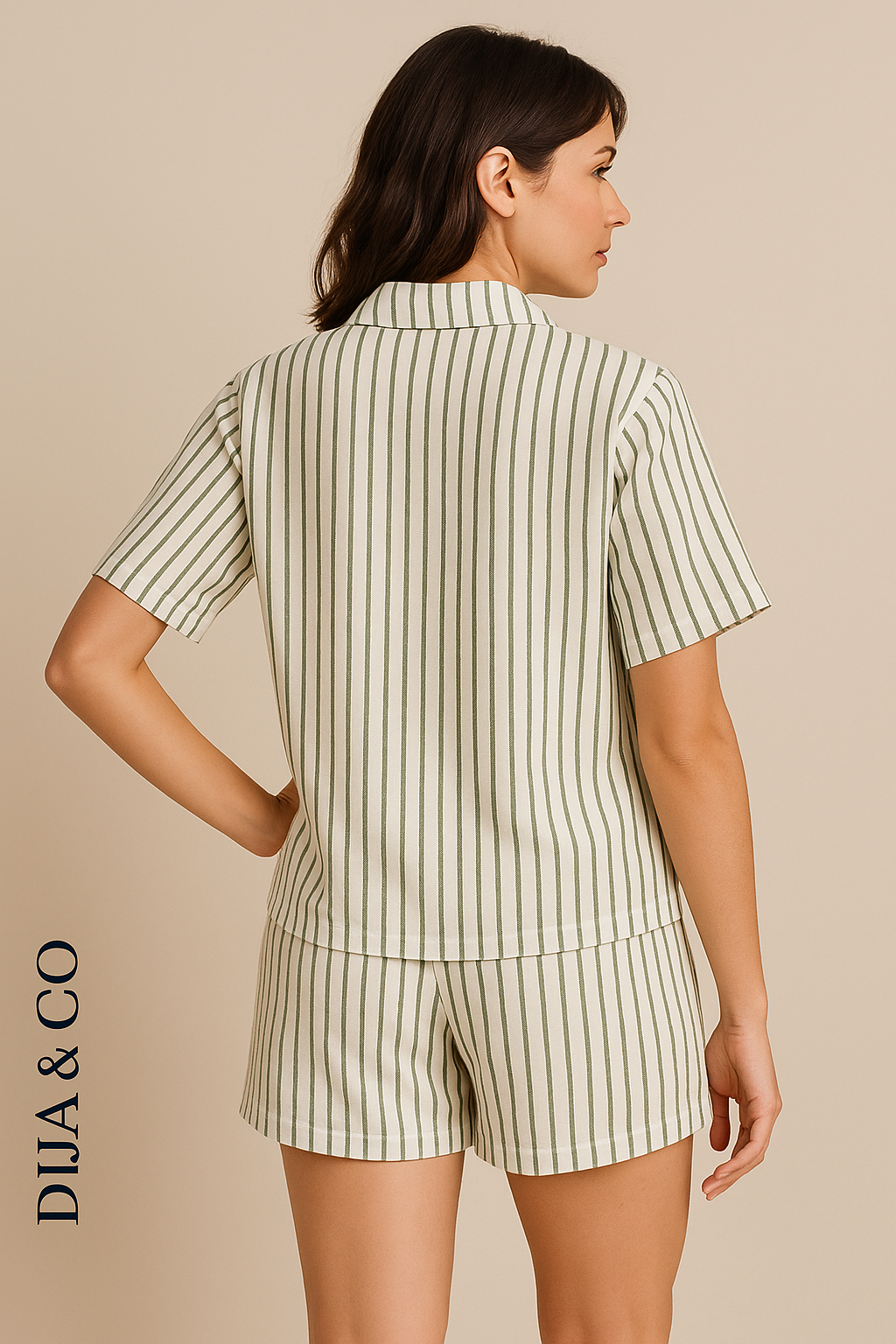 Pyjama Set – shorts - olive green