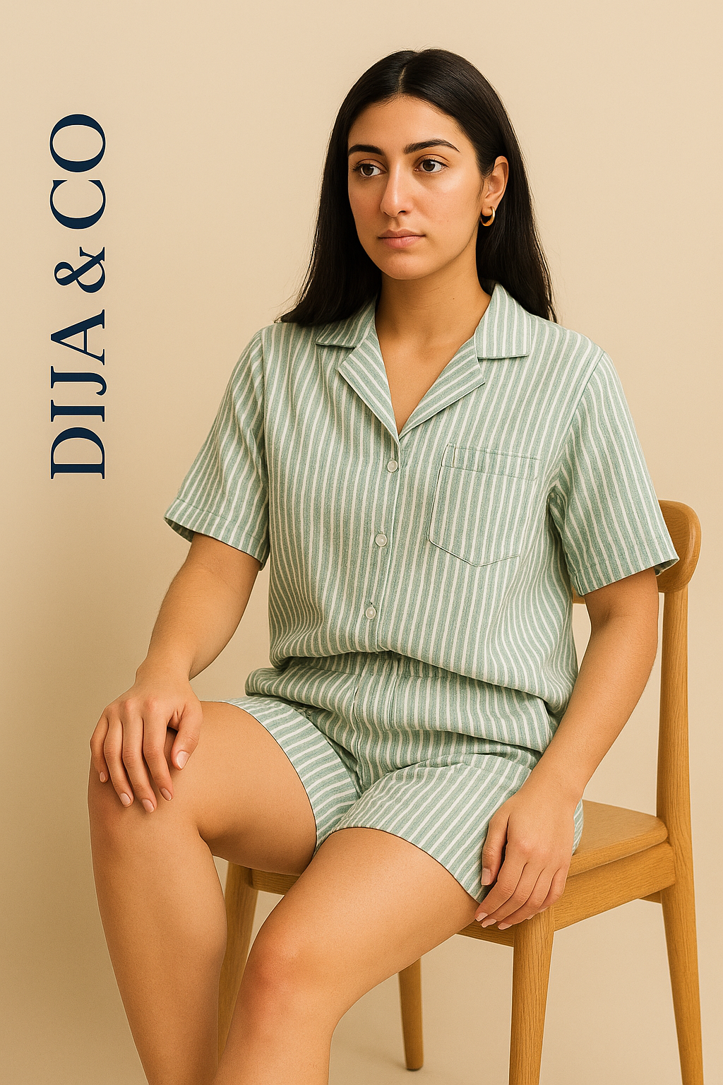 Pyjama Set – shorts - sage green
