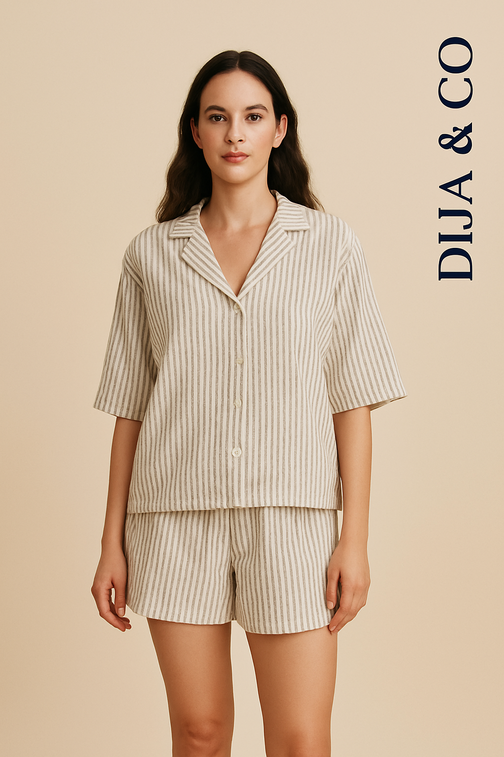 Pyjama Set – shorts - beige