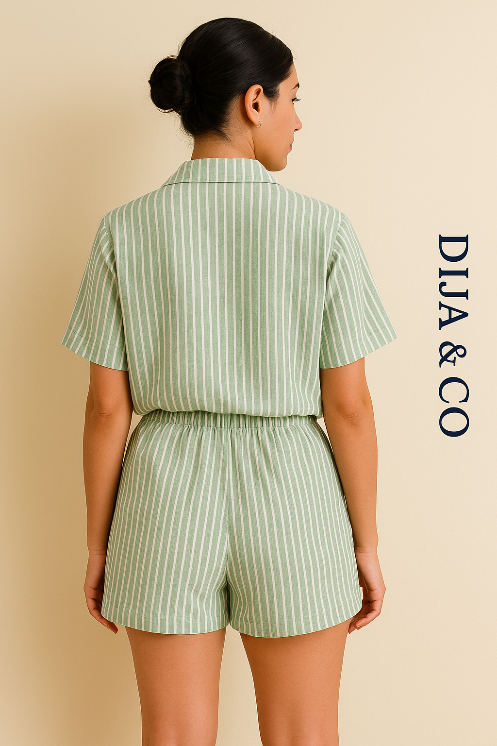 Pyjama Set – shorts - sage green