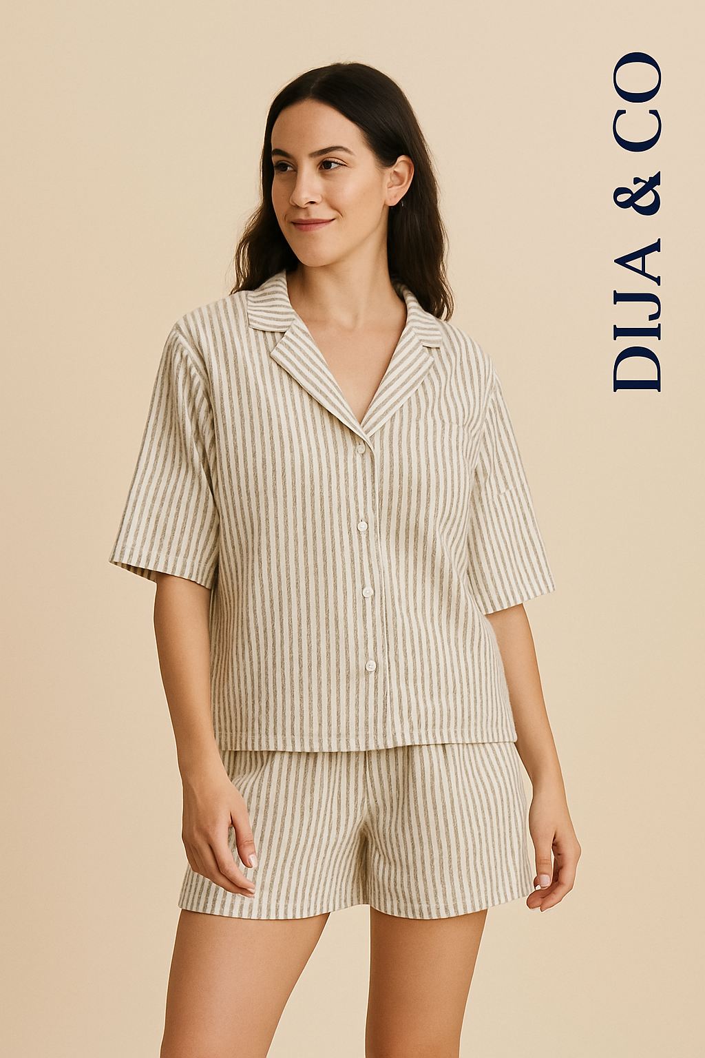 Pyjama Set – shorts - beige