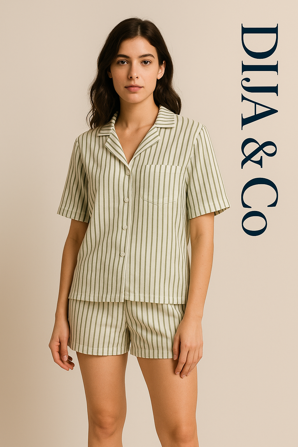 Pyjama Set – shorts - olive green