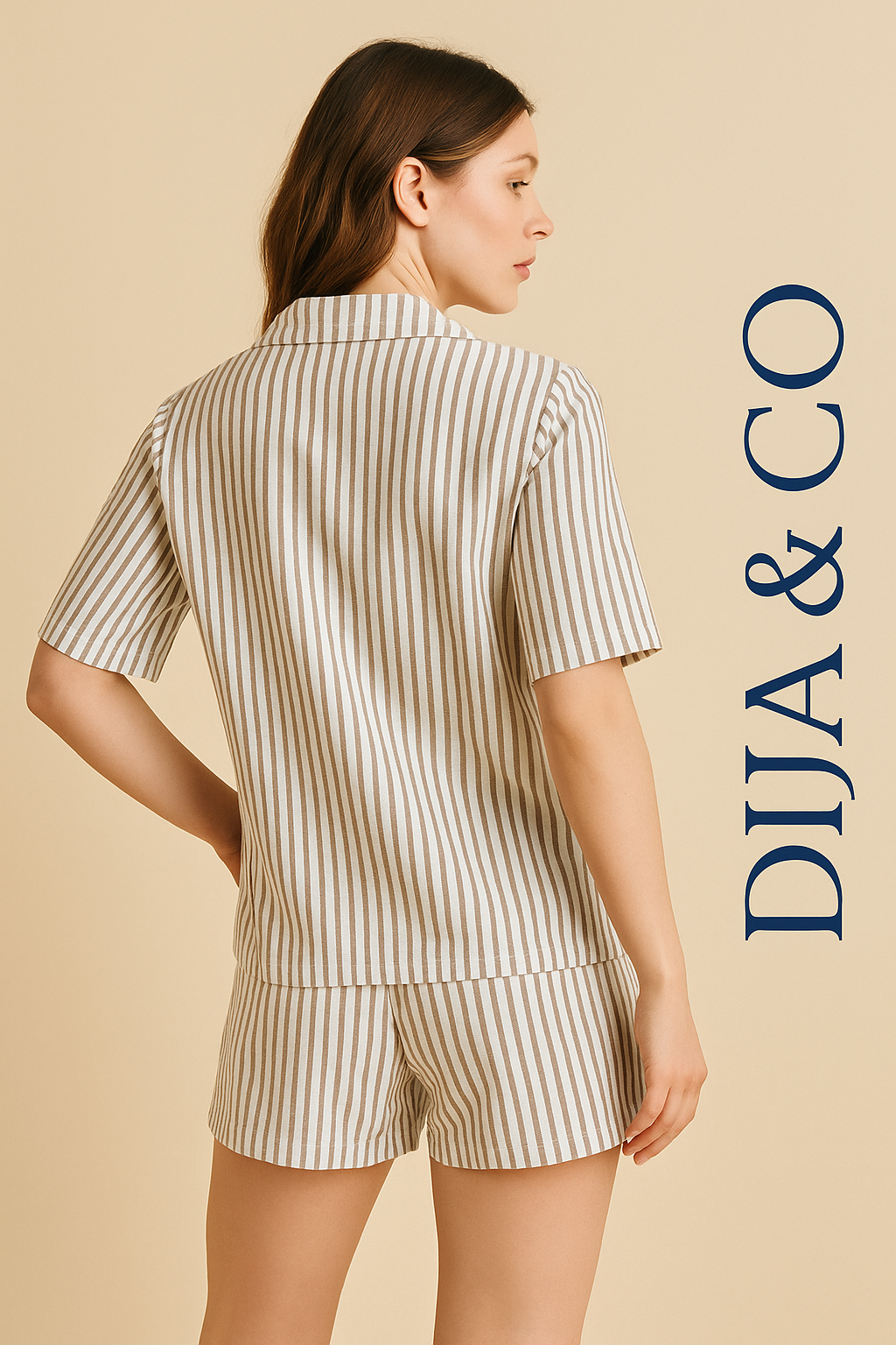 Pyjama Set – shorts - beige